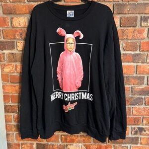 Mens A Christmas Story holiday Ralphie pull over sweatshirt black 2XL